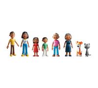 Miniland Familia de Piel Morena - Set de 8 Figuras para Juego Simbólico, Muñecos Inclusivos para Casa de Muñecas, Juguete Educativo sobre Diversidad y Valores, +2 Años