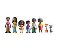 Miniland Familia de Piel Oscura - Set de 8 Figuras para Juego Simbólico, Muñecos Inclusivos para Casa de Muñecas, Juguete Educativo sobre Diversidad y Valores, +2 Años