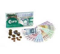 Miniland - Juego Didáctico Set Euro Cartera 28 Billetes y 80 Monedas, Color Real (154170)