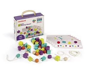 Miniland Juego para ensartar Formas geométricas - Activity Shapes | Para niños de 3 a 6 años, Fabricado en España