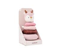 Miniland - Juguete Apilable Sensorial para Bebés: Anillas Blanditas con Sonajero, Estimulación Motora y Auditiva Desde el Nacimiento