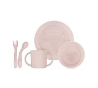 Miniland Meal Set Round Candy. Vajilla redonda que incluye plato, bol, vaso y cubiertos flexibles, fabricada en España con material de alta resistencia y diseñada para todos los niños.