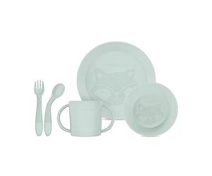 Miniland Meal Set Round Candy. Vajilla redonda que incluye plato, bol, vaso y cubiertos flexibles, fabricada en España con material de alta resistencia y diseñada para todos los niños.