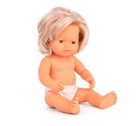 Miniland-Bebé Europea Niña 38cm Dolls educativa Muñeco, Color Real, (31052)