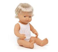 Miniland Muñeca bebé caucásica con implante coclear de 38cm en Caja de Regalo con Ropa Interior Dolls