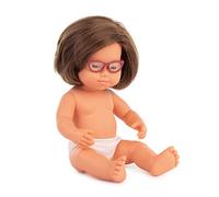 Miniland Miniland-31110 Down Syndrome Muñeca bebé caucásica con Gafas de 38cm, Color multicultural, 38,1 cm (31110)