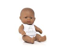 Miniland - Muñeca bebé Latinoamericana Niña de Vinilo Suave de 21cm con rasgos étnicos y sexuado para el Aprendizaje de la Diversidad con Suave y Agradable Perfume. Presentado en Caja de Regalo.