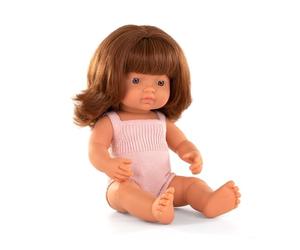 Miniland Muñeca caucásica Pelirroja, 38cm, Artesanal, con Aroma. Muñecos inclusivos. Diversidad. Colourful Edition.