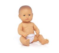 Miniland - Muñeco bebé Europeo Niño de Vinilo Suave de 32cm con rasgos étnicos y sexuado para el Aprendizaje de la Diversidad con Agradable Perfume. Colección de Diferentes etnias y sexo