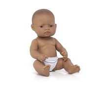 Miniland - Muñeca bebé Latina Niña de Vinilo Suave de 32cm con rasgos étnicos y sexuado para el Aprendizaje de la Diversidad con Suave y Agradable Perfume. Colección de Diferentes etnias y sexos.