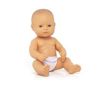Miniland - Muñeco bebé 32cm con rasgos étnicos y sexuado para el Aprendizaje de la Diversidad con Suave y Agradable Perfume - Niña Europea