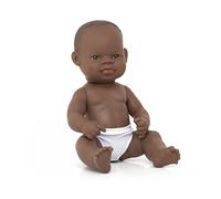 Miniland- Baby Africano Niño 32cm. Muñeco, Color Piel (31033)