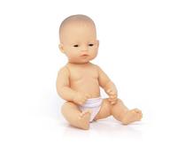 Miniland Muñeco bebé Asiático Niño de Vinilo Suave de 32cm con rasgos étnicos y sexuado para el Aprendizaje de la Diversidad con Suave y Agradable Perfume.