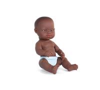 Miniland - Muñeco Bebé Africano con Síndrome de Down de 32 cm, Muñeco Inclusivo Sexuado con Diferentes Rasgos y Diversidad, Muñeca Bebé Artesanal