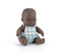 Miniland Muñeca bebé africana 21 cm, vinilo suave, anatómica, aroma a vainilla, fabricada en España