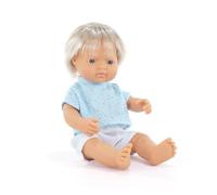 Miniland - Muñeco Bebé Caucásica Rubio 38cm (My Friends & Me)