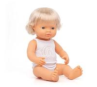 Miniland - Muñeco bebé Europea Niña de Vinilo Suave de 38cm con rasgos étnicos y sexuado para el Aprendizaje de la Diversidad con Suave y Agradable Perfume. Presentado en Caja de Regalo, Real (31152)