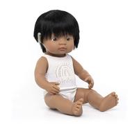 Miniland Muñeco bebé latinoamericano con implante coclear de 38cm en Caja de Regalo con Ropa Interior Dolls