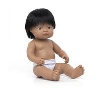 Miniland - Muñeco bebé Latinoamericano Niño de Vinilo Suave de 38cm con rasgos étnicos y sexuado para el Aprendizaje de la Diversidad con Suave y Agradable Perfume.