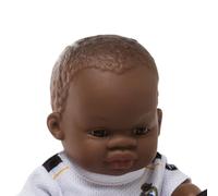 Miniland - Muñeco Real Madrid 21 cm con Equipación Oficial Blanca, Muñeco Fútbol Articulado y Coleccionable, Licencia Oficial (Africano)