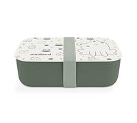 Miniland Naturlunch Frog - Hermético infantil con separador opcional para desayunos, meriendas o comidas, fabricado con materiales seguros, duraderos y 100% naturales, Natural/Verde, 89459