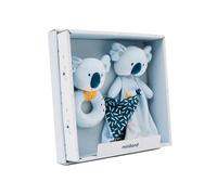 Miniland - Pack Regalo Bebé: Sonajero + Doudou, Estimulación Sensorial Desde el Nacimiento - Caja de Regalo Ideal para Bebés (Koala)
