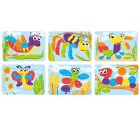 Miniland Pegs 10 mm: Pack de 6 Modelos (Bichos) - Bright Colors
