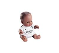 Miniland Real Madrid Muñeco 21 cm con Equipación Oficial Blanca, Muñeco Madrid Fútbol Articulado y Coleccionable, Licencia Oficial | Niño Africano