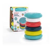Miniland Rodillo de Anillos apilable para bebé. Juego de estimulación sensorial Fabricado en España con Materiales reciclados y reciclables. Colección Feel to Learn.