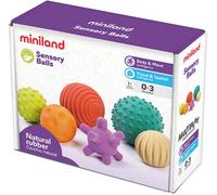 Miniland sensory balls - multicolor para bebés hechas de goma natural