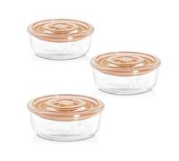 Miniland - Set 3 Naturround - Set de 3 herméticos de vidrio de 300ml para alimentos.
