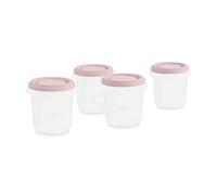 Miniland Set 4 Hermisized Blush 200ml. Pack de 4 herméticos graduados (200ml), seguros, resistentes y aptos para lavavajillas, microondas y congelador. Colección Terra.