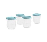 Miniland Set 4 Hermisized Ocean 200ml. Pack de 4 herméticos graduados (200ml), seguros, resistentes y aptos para lavavajillas, microondas y congelador. Colección Terra.