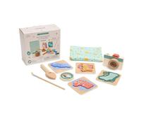 Miniland Set de Arqueología Infantil - Juego Educativo de Dinosaurios con Cámara, Brújula, Lupa, Pala, Pincel y Fósiles, Juego de Excavación para Niños +3 Años