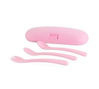 Miniland - Set de cubiertos para bebé anatómicos y evolutivos con funda protectora. Picneat (Rose)