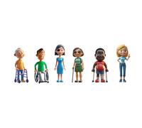 Miniland Set de Figuras de Diversidad Funcional - 6 Muñecos Inclusivos para Juego Simbólico, Juguete Educativo de Educación Emocional, Inclusión y Valores, +2 Años