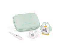 Miniland Set de Tres Termómetros Digital para Bebé con Práctico Neceser | Termómetro Chupete | Termómetro Corporal | Termómetro Baño | Thermokit (Mint)