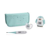 Miniland Set de Tres Termómetros Digital para Bebé con Práctico Neceser | Termómetro Chupete | Termómetro Corporal | Termómetro Baño | Thermokit (Azure)