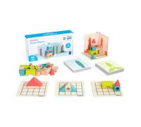 Miniland - Shape Makers, Juego de Construcción con Piezas de Madera | Juego de Mesa para Niños Desde 6 años con tableros de Jugador