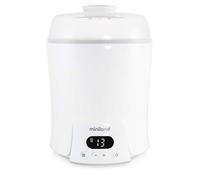 Miniland - Super 6, Calienta Hasta 6 Biberones, Esteriliza Biberones y Potitos, Cocina al Vapor, Descongela, Cuece, Mantiene la Temperatura, 6 En 1 (Blanco)