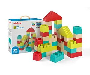 Miniland - Super Kim Block Eco-Friendly. Bloques de construcción Grandes 40 Piezas
