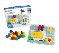 Miniland_Educational - Superpegs Maletín cartón, Juego de mosaicos (95080), Color/Modelo Surtido, 64 Piezas