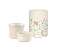 Miniland Termo Bebé Comidas 745ml, +6h Frío y Calor | Thermetic Rabbit | Contenedor Grande de Acero Inoxidable, Aislamiento de Doble Pared, Cierre Hermético, Incluye 2 Recipientes de Plástico