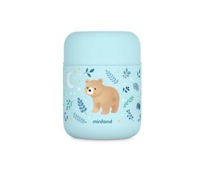 Miniland Termo Bebé para Comidas 280ml, +12h Frío y Calor | Bear | Contenedor de Acero Inoxidable y Aislamiento de Doble Pared, Cierre Hermético para Papillas, Pure y Comidas Fuera de Casa