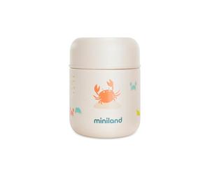 Miniland Termo Bebé para Comidas 280ml, +12h Frío y Calor | Crabsy | Contenedor de Acero Inoxidable y Aislamiento de Doble Pared, Cierre Hermético para Papillas, Pure y Comidas Fuera de Casa
