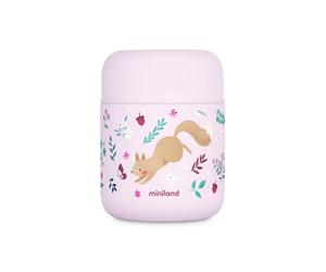 Miniland Termo Bebé para Comidas 280ml, +12h Frío y Calor | Squirrel | Contenedor de Acero Inoxidable y Aislamiento de Doble Pared, Cierre Hermético para Papillas, Pure y Comidas Fuera de Casa