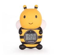 Miniland - Termómetro de baño para bebe, Divertido Diseño de Abeja Multicolor, Termómetro Bañera bebe. Pantalla con función reloj y temporizador. Flotante y resistente al agua.