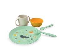 Miniland - Vajilla para Bebé de Aprendizaje | Plato, Vaso Antiderrame y Cubiertos Adaptados para Bebé | Vajilla Infantil Libre de BPA (Set Ocean)