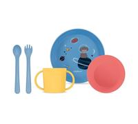 Miniland - Vajilla para Bebé de Aprendizaje | Plato, Vaso Antiderrame y Cubiertos Adaptados para Bebé | Vajilla Infantil Libre de BPA (Set Explore)