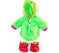 Miniland - Vestido para muñeco de 32cm. Conjunto de Lluvia: Chubasquero y Botas de Agua.